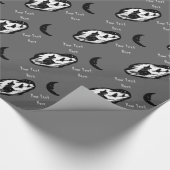 heks op broomstick met zwarte kat en vleermuis cadeaupapier (Hoek)