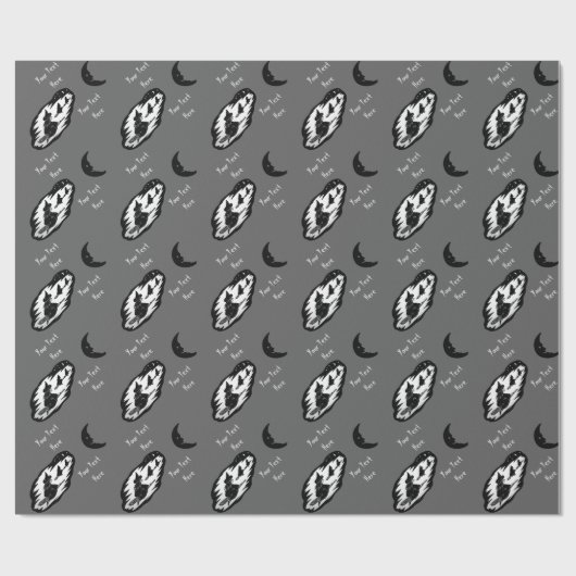 heks op broomstick met zwarte kat en vleermuis cadeaupapier (Vlak)