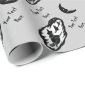 heks op broomstick met zwarte kat en vleermuis cadeaupapier (Rol Hoek)