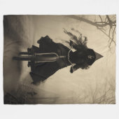 Heks op de fiets fleece deken (Voorkant (Horizontaal))