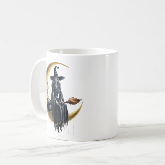 Heks op de maan koffiemok (Voorkant links)