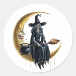 Heks op de maan Sticker Set