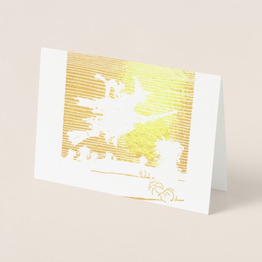 HEKS OP EEN BEZEM HAPPY HALLOWEEN ECHTE FOLIE KAAR FOLIE KAARTEN (Voorkant)