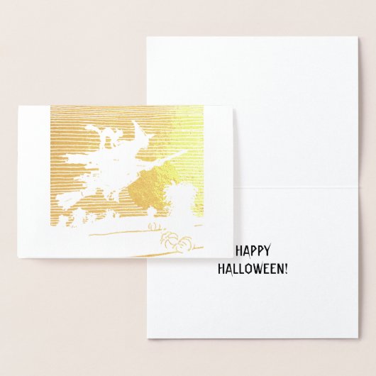 HEKS OP EEN BEZEM HAPPY HALLOWEEN ECHTE FOLIE KAAR FOLIE KAARTEN (Display)