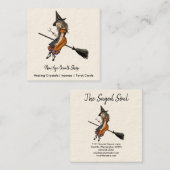 Heks op een bezem occulte winkel vierkante visitekaartje (Voorkant / Achterkant)