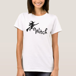 Heks op een bezem silhouet heks Shirt