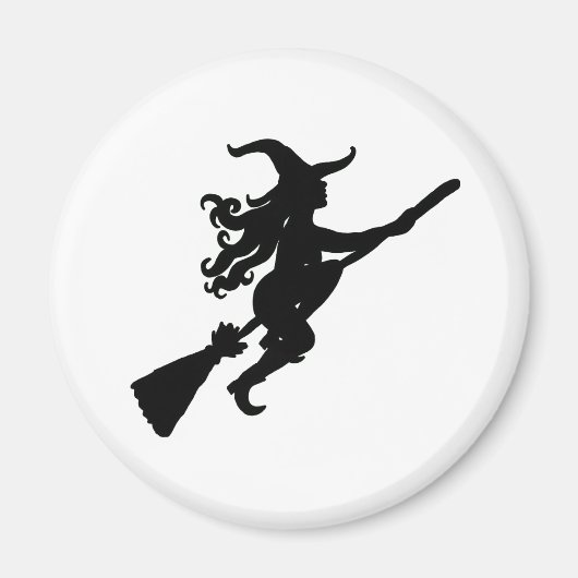 Heks op een bezem silhouet magneet (Voorkant)