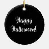 Heks op een bezem zwart en wit gelukkig Halloween Keramisch Ornament (Achterkant)