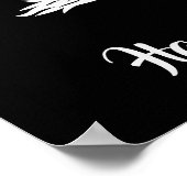 Heks op een bezem zwart en wit gelukkig Halloween Poster (Hoek)