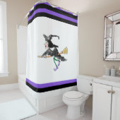 Heks op een bezemdouchegordijn douchegordijn (In situ)