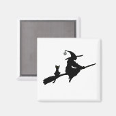 Heks op een bezemmagneet magneet (Voorkant / Achterkant)