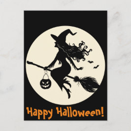 Heks op een Broomstick Halloween Briefkaart