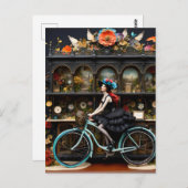 Heks op een fiets briefkaart (Voorkant / Achterkant)