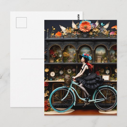 Heks op een fiets briefkaart (Voorkant / Achterkant)