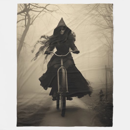 Heks op een fiets fleece deken (Voorkant)