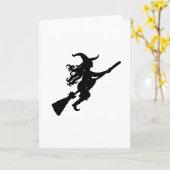 Heks op een Silhouet van de Bezem Kaart (Gele Bloem)