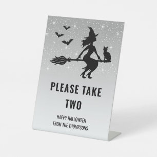 Heks Op Halloween In Grijs Sinterklaas Is Vergeten Reclamebord Met Voetstuk