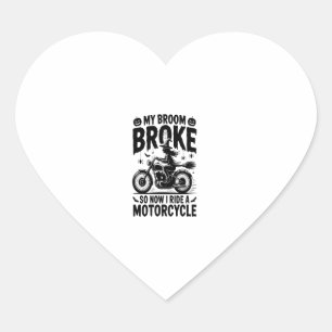 Heks op motorfiets Halloween Hart Sticker