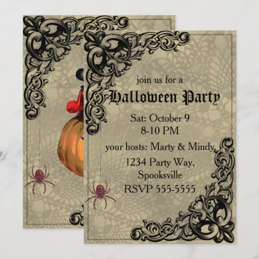 heks op pompoen collage kaart (Voorkant / Achterkant)