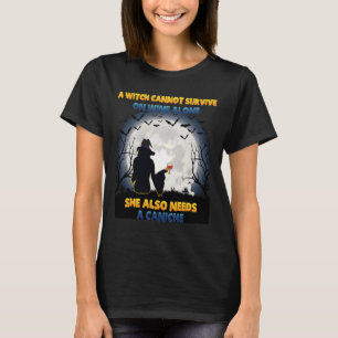 Heks op wijn heeft ze een Caniche Halloween idee n T-shirt