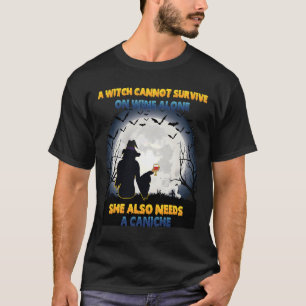 Heks op wijn heeft ze een Caniche Halloween idee n T-shirt