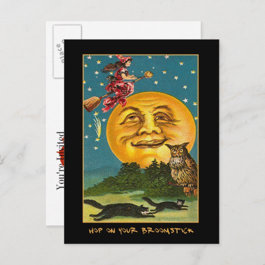 heks over de maan met bloederige tekst nodigen ui uitnodiging briefkaart (Voorkant / Achterkant)