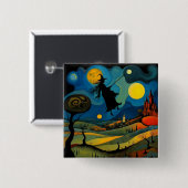 Heks over het landschap vierkante button 5,1 cm (Voorkant /achterkant)