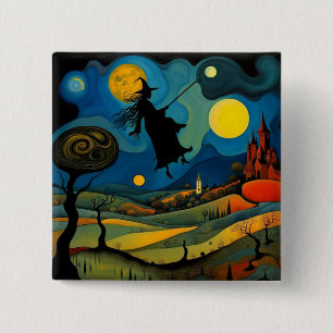 Heks over het landschap vierkante button 5,1 cm