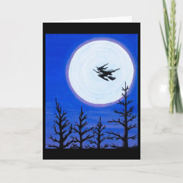 Heks over het Wenskaart van Halloween van de Maan Kaart
