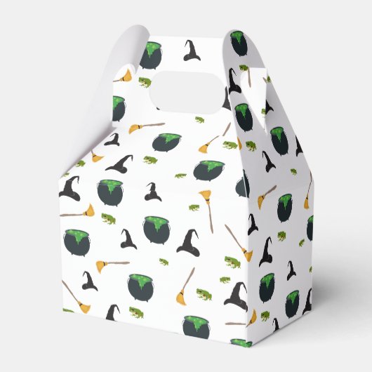 Heks Pet bezem caldron halloween patroon Bedankdoosjes (Achterkant)