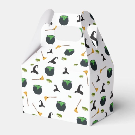 Heks Pet bezem caldron halloween patroon Bedankdoosjes (Voorkant Zijde)