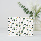 Heks Pet bezem caldron halloween patroon Feestdagenkaart (Staand voorkant)