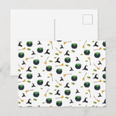 Heks Pet bezem caldron halloween patroon Feestdagenkaart (Voorkant / Achterkant)