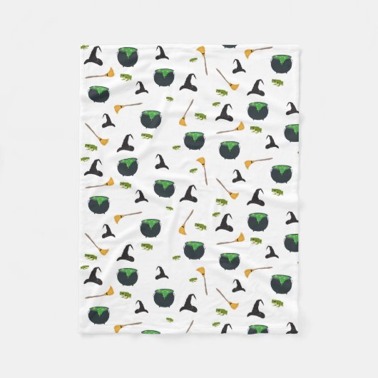 Heks Pet bezem caldron halloween patroon Fleece Deken (Voorkant)