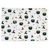 Heks Pet bezem caldron halloween patroon Groot Cadeauzakje (Achterkant)