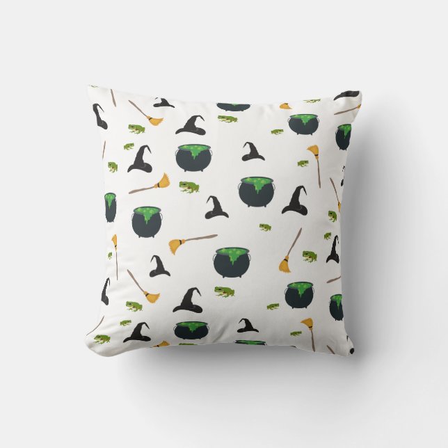 Heks Pet bezem caldron halloween patroon Kussen (Voorkant)