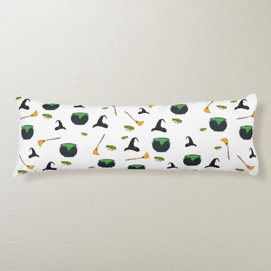 Heks Pet bezem caldron halloween patroon Lichaamskussen (Voorkant)