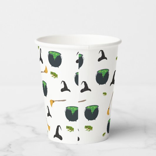 Heks Pet bezem caldron halloween patroon Papieren Bekers (Rechts)