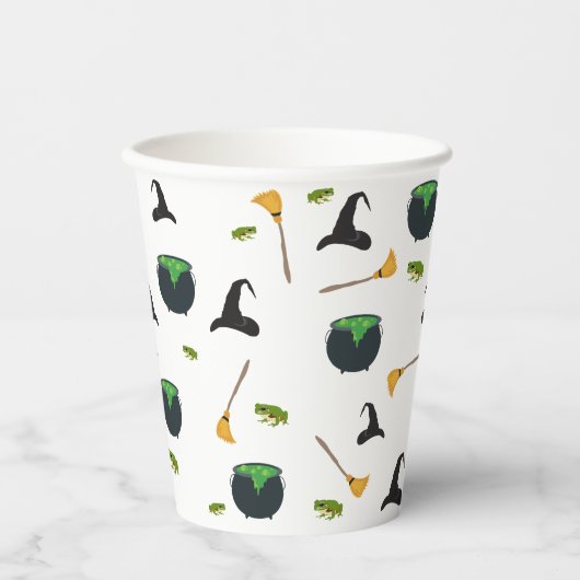 Heks Pet bezem caldron halloween patroon Papieren Bekers (Voorkant)