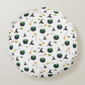 Heks Pet bezem caldron halloween patroon Rond Kussen (Achterkant)