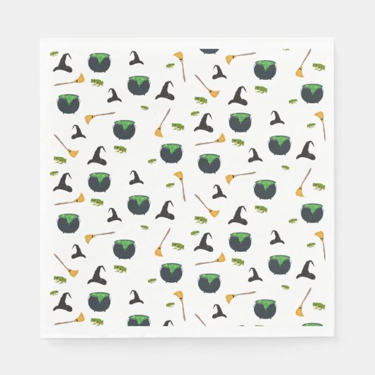 Heks Pet bezem caldron halloween patroon Servet (Voorkant)