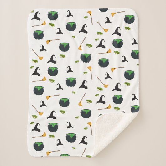 Heks Pet bezem caldron halloween patroon Sherpa Deken (Voorkant)