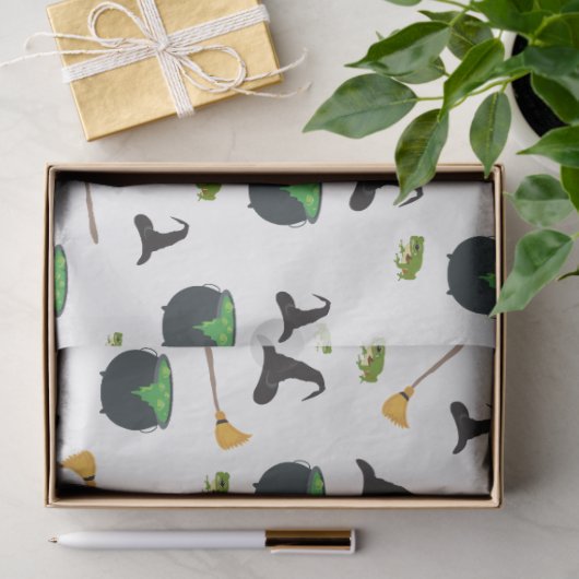 Heks Pet bezem caldron halloween patroon Tissuepapier (Geschenk)