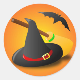 Heks Pet bezem Sinaasappel Gradiënt Ronde Sticker