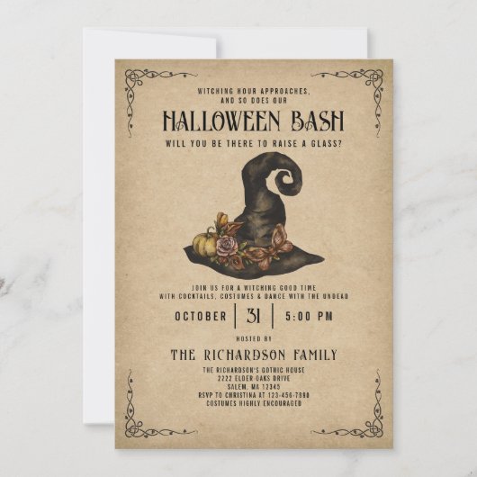  heks Pet Elegant Volwassen Halloween Party Kaart (Voorkant)