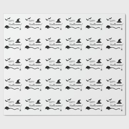 Heks Pet en bezem met spin en vleermuizen Hallowee Cadeaupapier (Vlak)