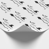 Heks Pet en bezem met spin en vleermuizen Hallowee Cadeaupapier (Hoek)