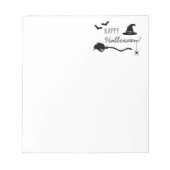 Heks Pet en bezem met spin en vleermuizen Hallowee Notitieblok (Voorkant)