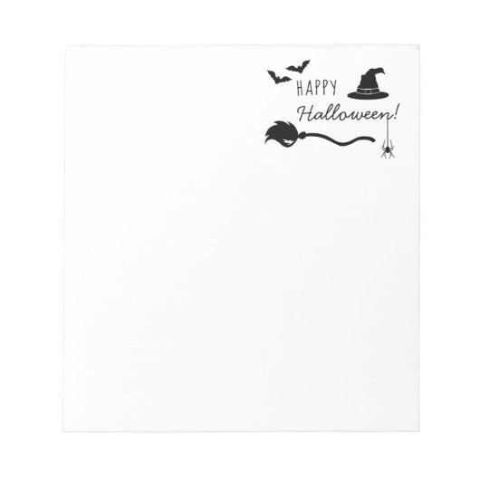 Heks Pet en bezem met spin en vleermuizen Hallowee Notitieblok (Voorkant)