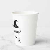 Heks Pet en bezem met spin en vleermuizen Hallowee Papieren Bekers (Achterkant)